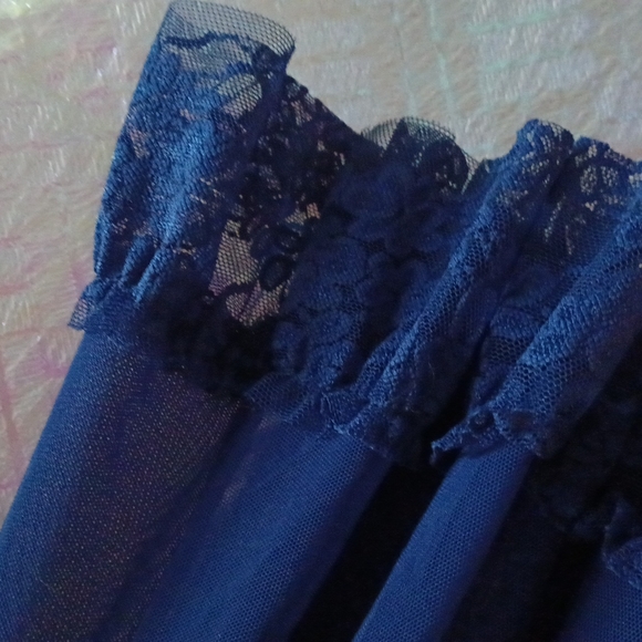 LACED ROYAL BLUE FRILLY AND FLIRTY SOPHISTICATED HALF SLEEVED DRESS - Picture 10 of 10